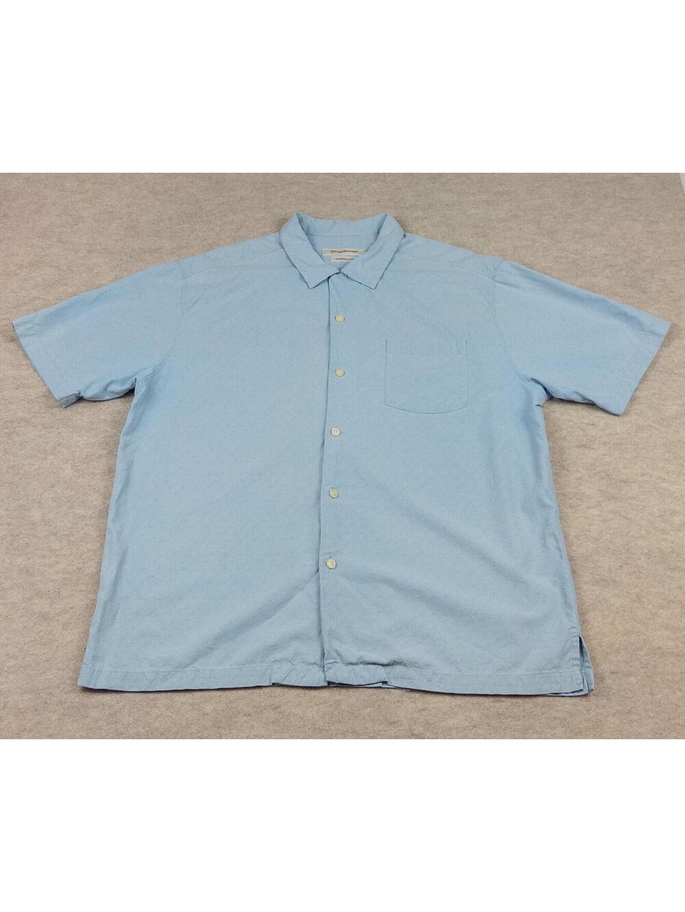 Tommy Bahama Original Fit Light Blue Silk Short Sleeve Shirt XL